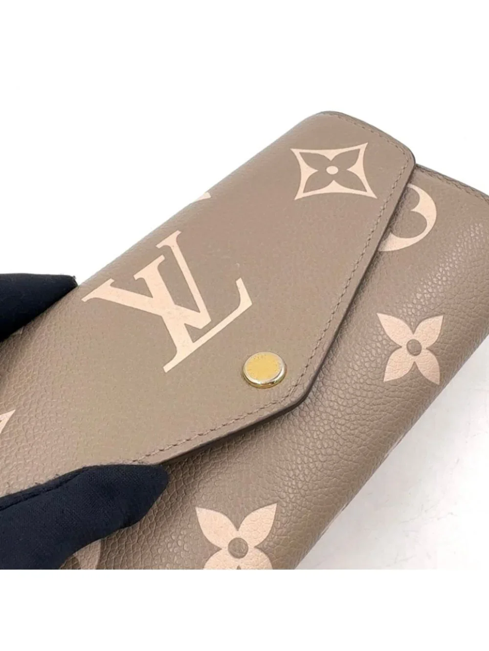 Louis Vuitton Portefeuille Sarah Monogram Empreinte Enabled Leather Gray Beige